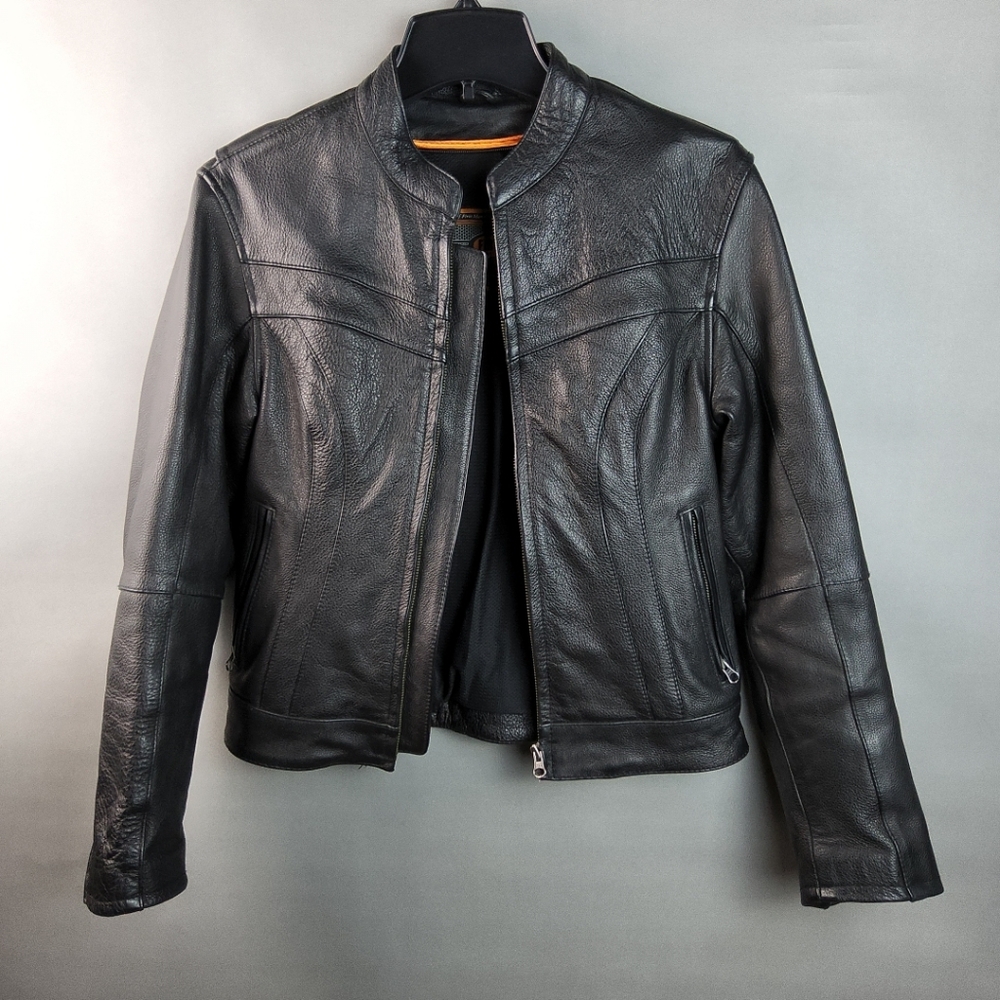 FIRST CLASSICS Leather Motorcycle Jacket Insulated Wms Sz S BikerCore TechCore